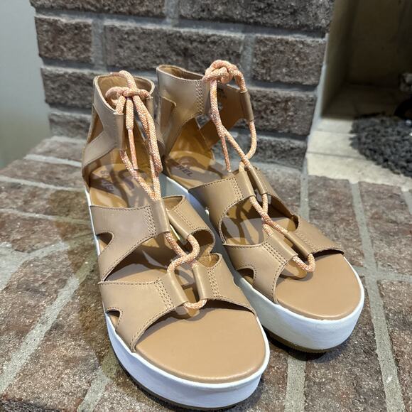 Sorel Cameron Flatform Lace-Up Wedge Sandals Size 9.5 - Picture 1 of 16